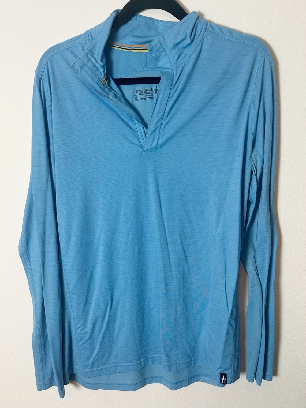 Smartwool Merino Sport 150 Quarter Zip Long Sleeve Base Layer Top Light Blue M